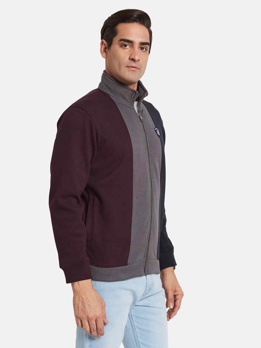 Octave Men Colourblocked Long Sleeves Sweatshirt