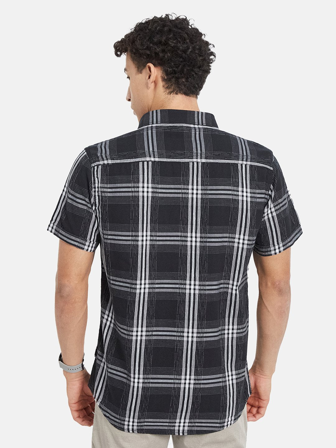 METTLE SS25 Checked Spread Collar Cotton Casual Shirt