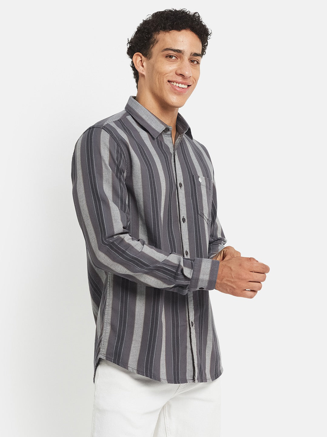 METTLE Vertical Striped Long Sleeves Cotton Shirt