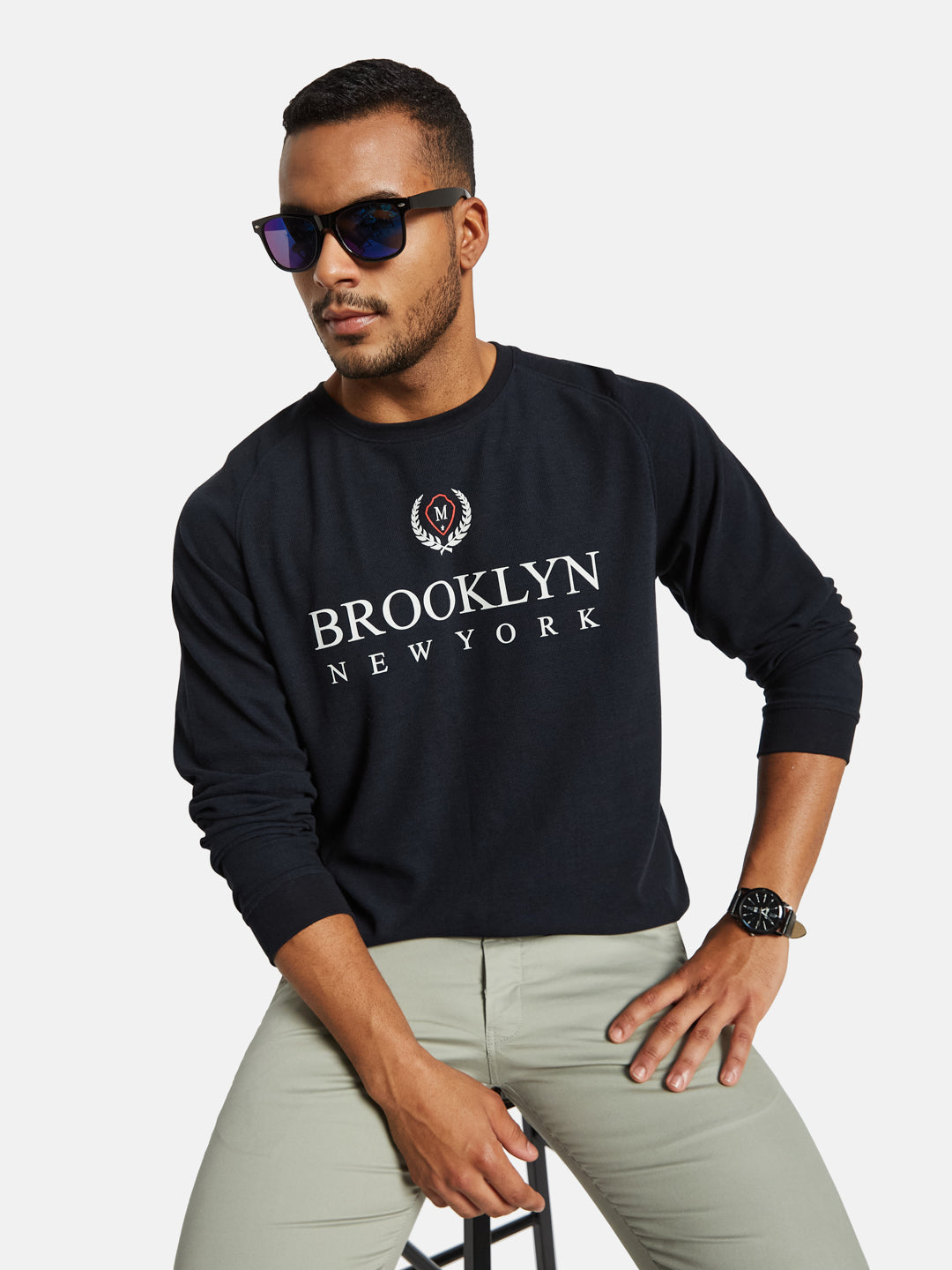 METTLE Men Printed Applique T-shirt