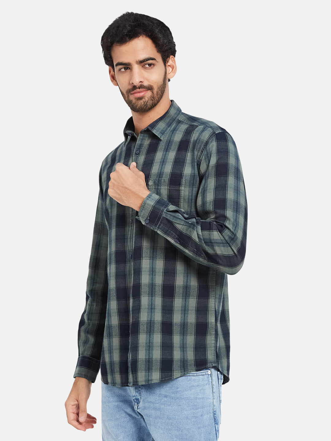 Mettle Tartan Checked Cotton Casual Shirt