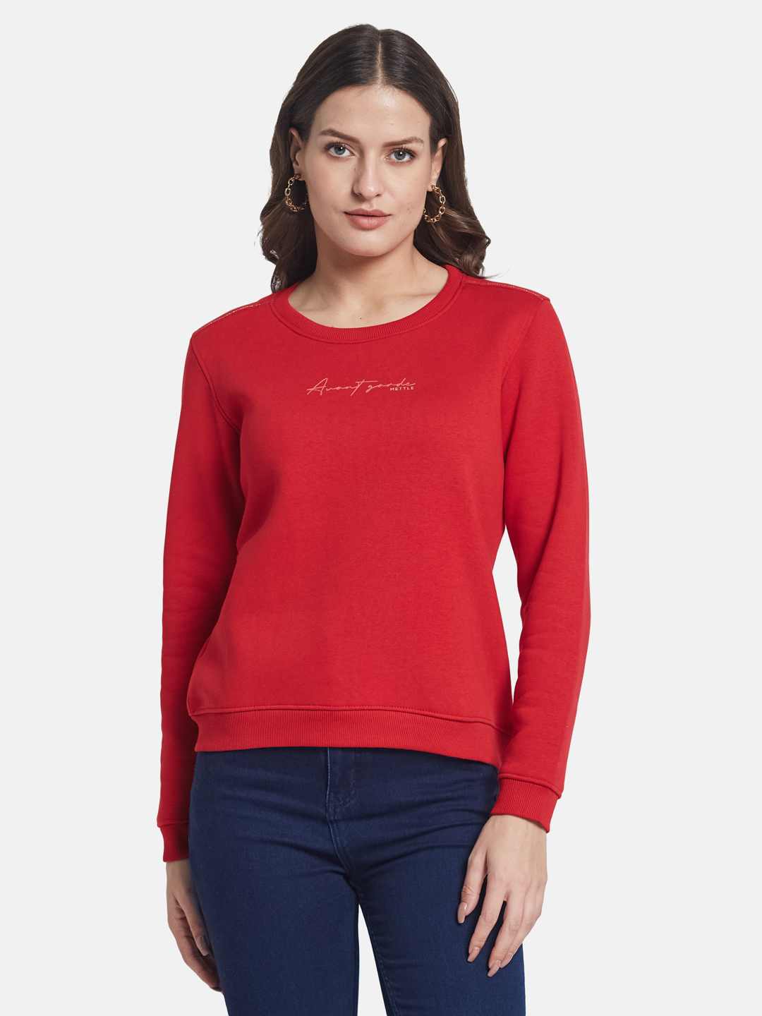 METTLE Women Round Neck Pullover Sweatshirt