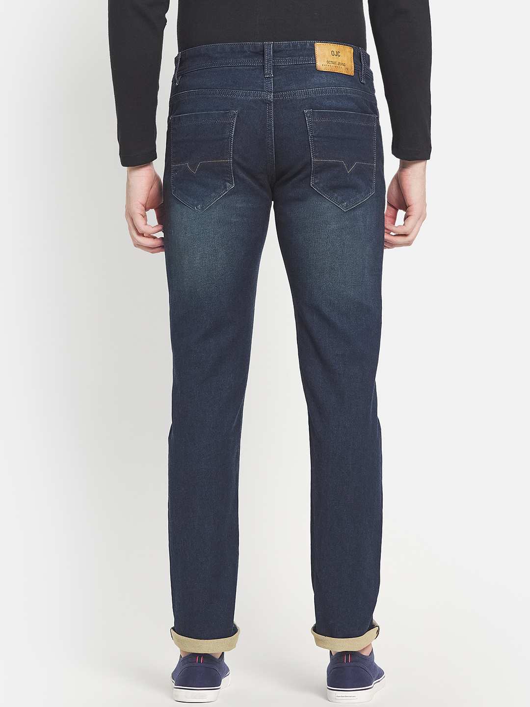 Octave Men Blue Straight Fit Heavy Fade Stretchable Cotton Jeans