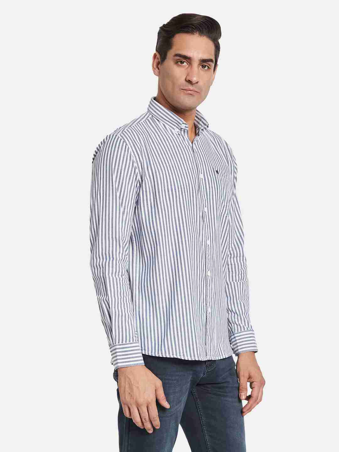METTLE Men Multi Stripes Opaque Striped Casual Shirt