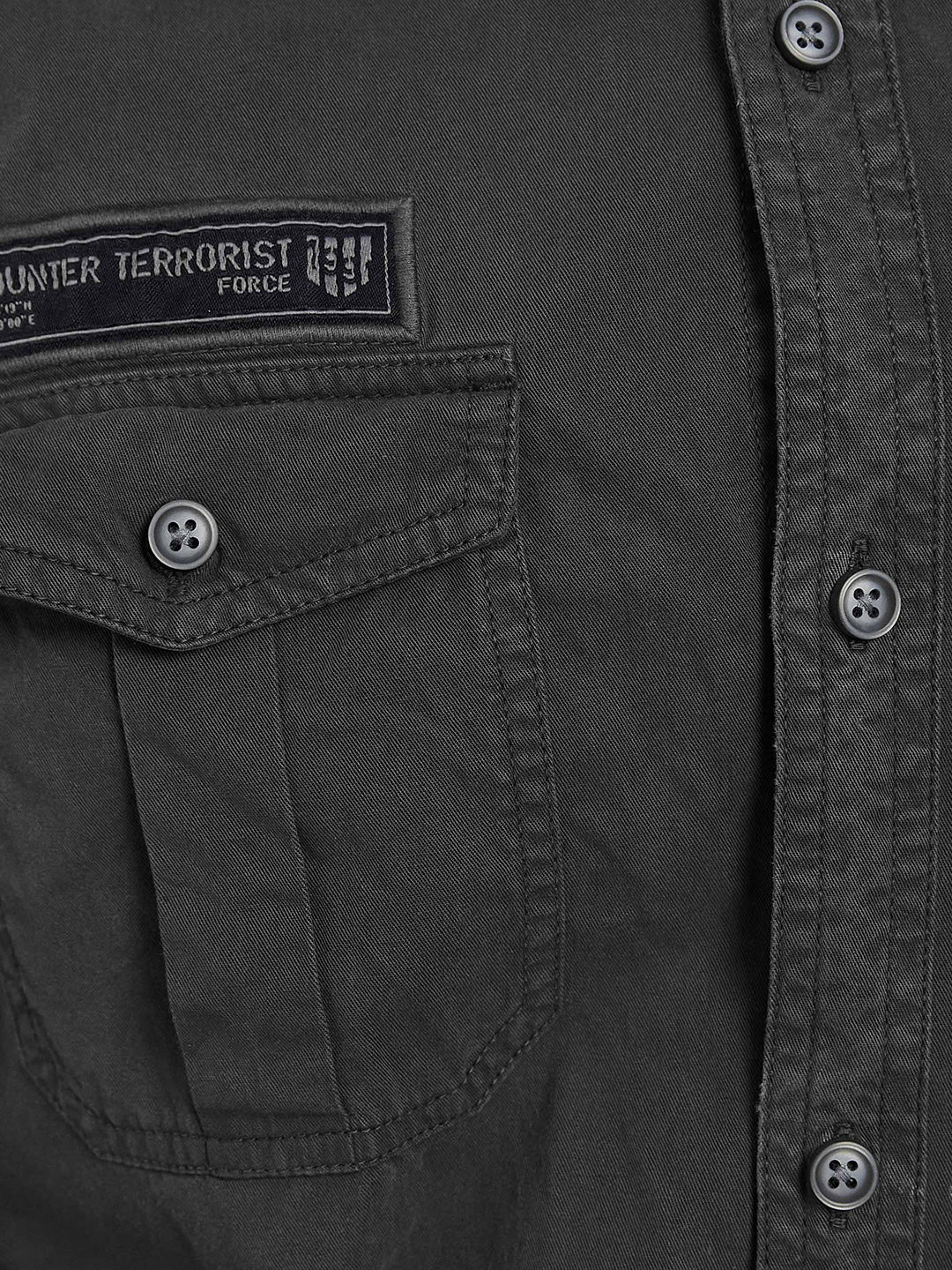 Mettle Spread Collar Long Sleeves Casual Cotton Shirt