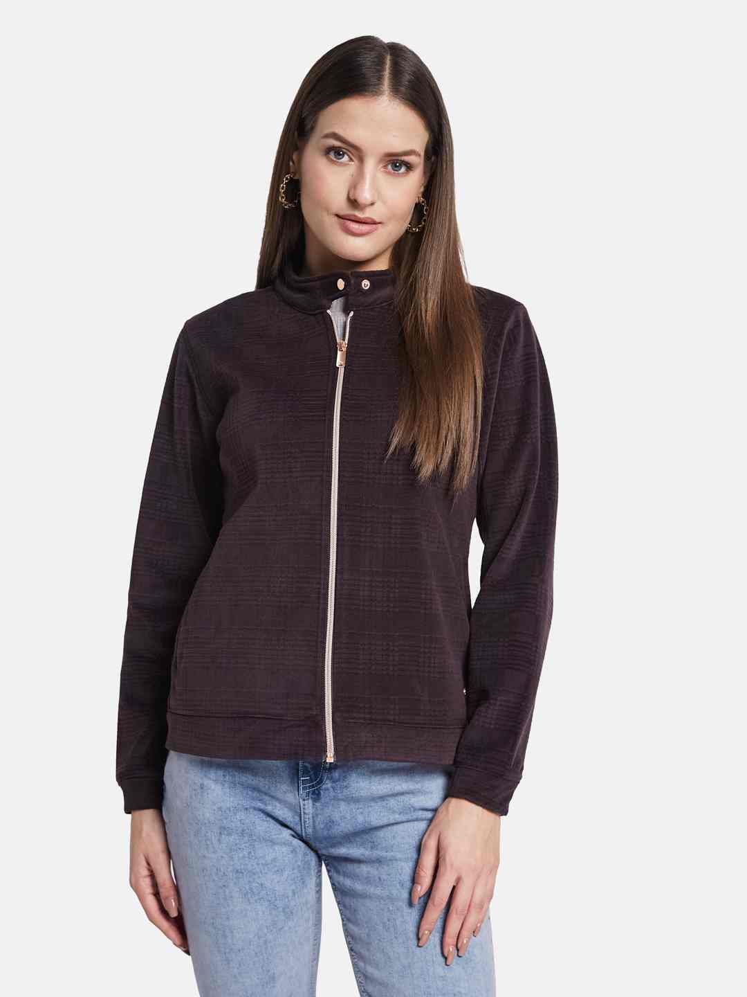 METTLE Women Mandarin Collar Sweatshirt