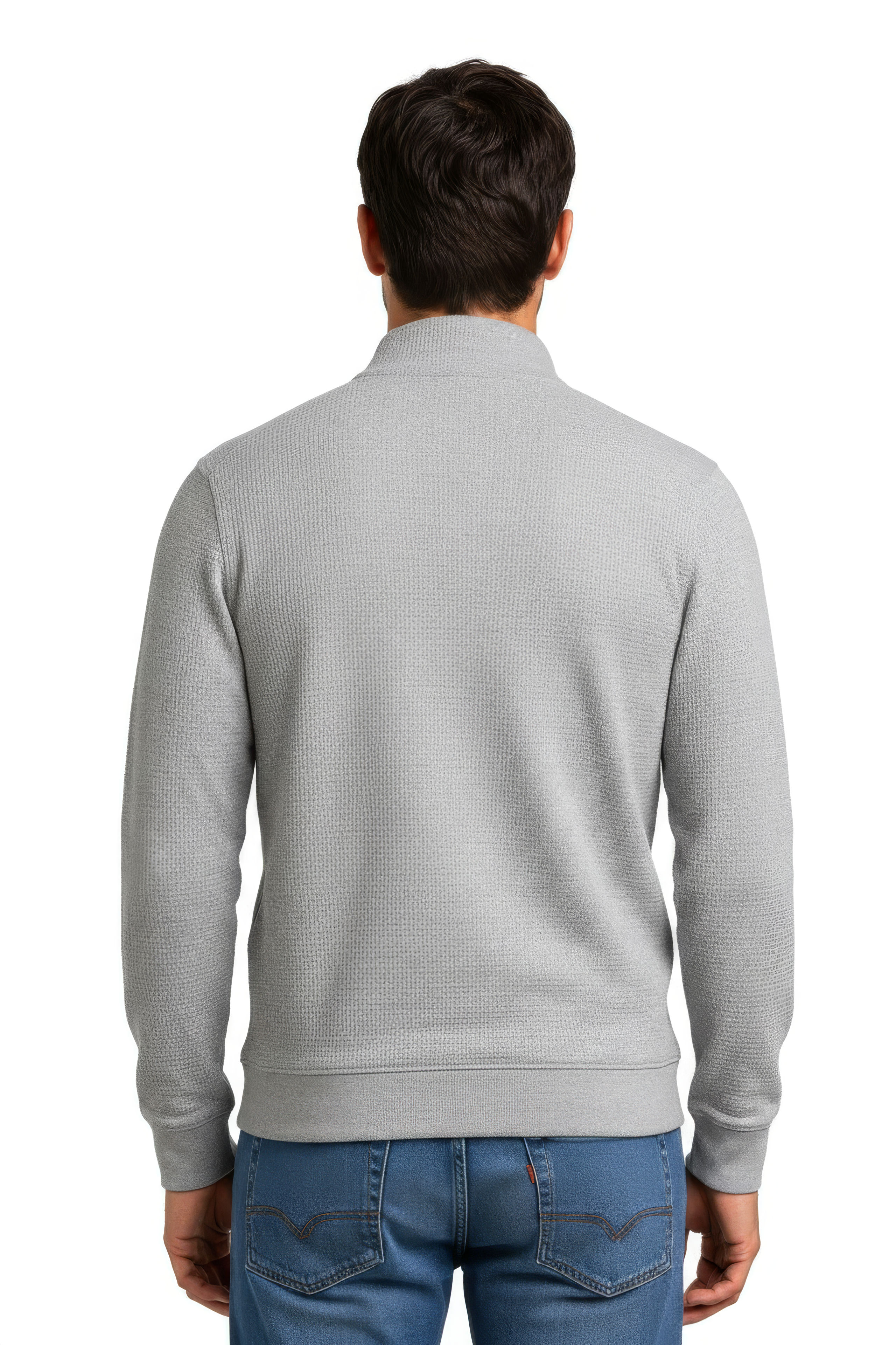 Men’s Onyx Standing Collar Half-Zip Sweatshirt – Brushed Seersucker Fabric Pullover