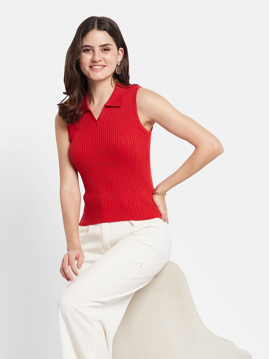 METTLE Self Design Printed Polo Collar Cotton T-shirt