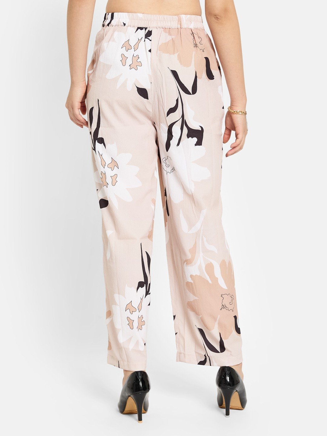 METTLE Women Printed Cotton Regular Fit Mid-Rise Regular Trousers