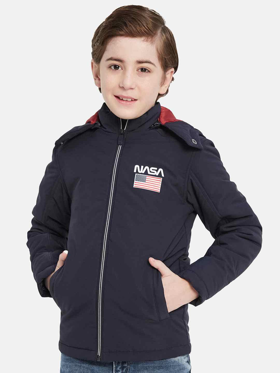 Octave Boys Nasa Printed Hooded Sporty Jacket