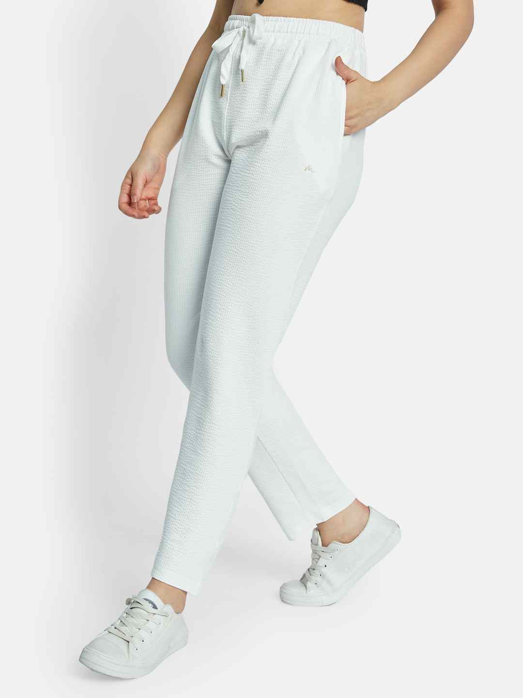METTLE Women Textured Cotton Track Pants