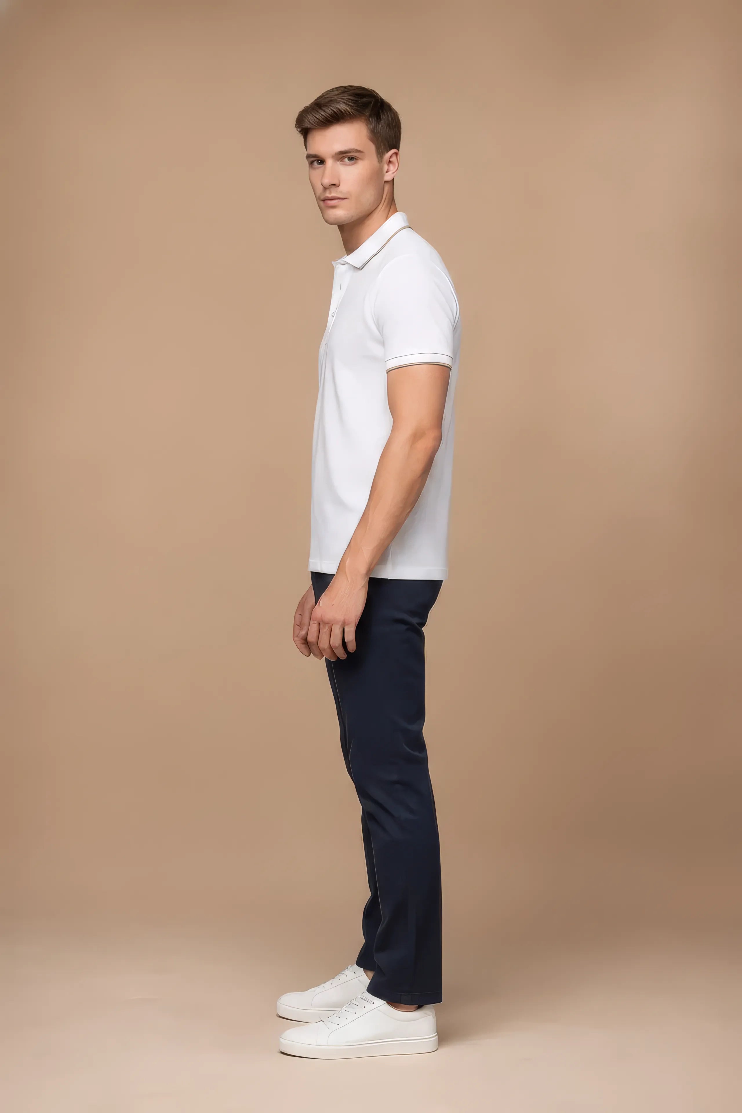 Men Navy Solid Trousers