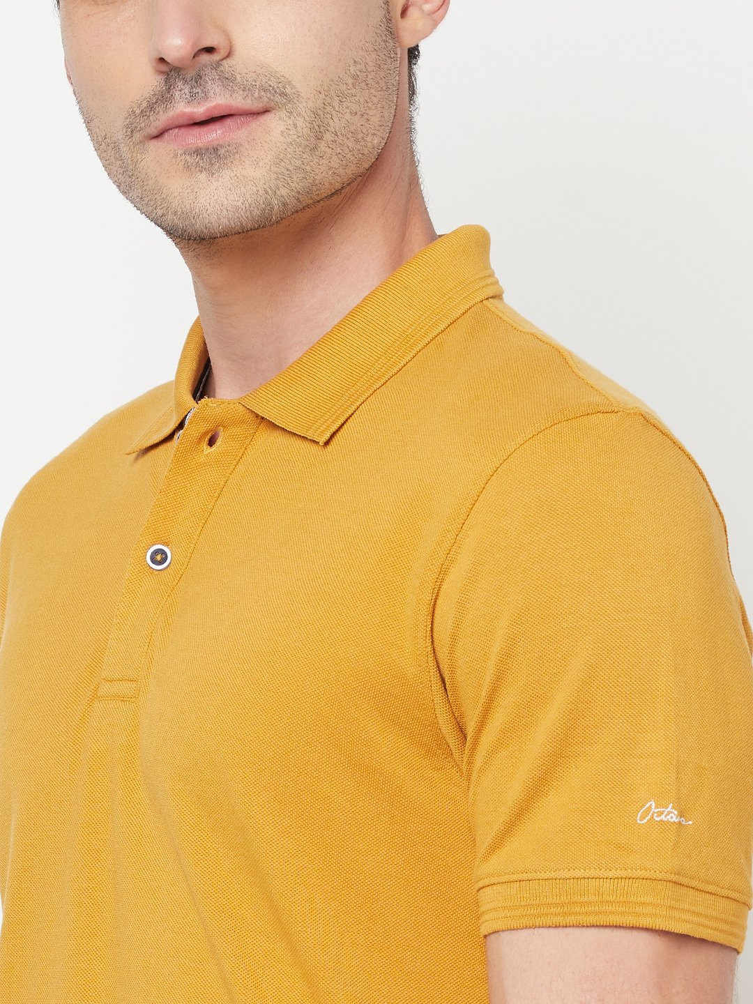 Octave Men Yellow Polo Collar T-Shirt