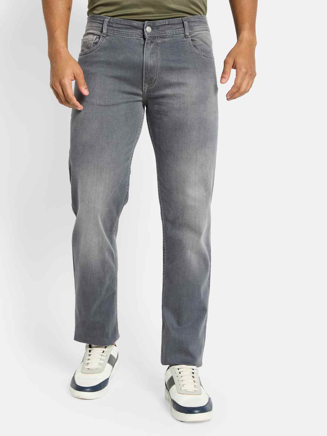 Octave Men Straight Fit Low Distress Heavy Fade Stretchable Jeans