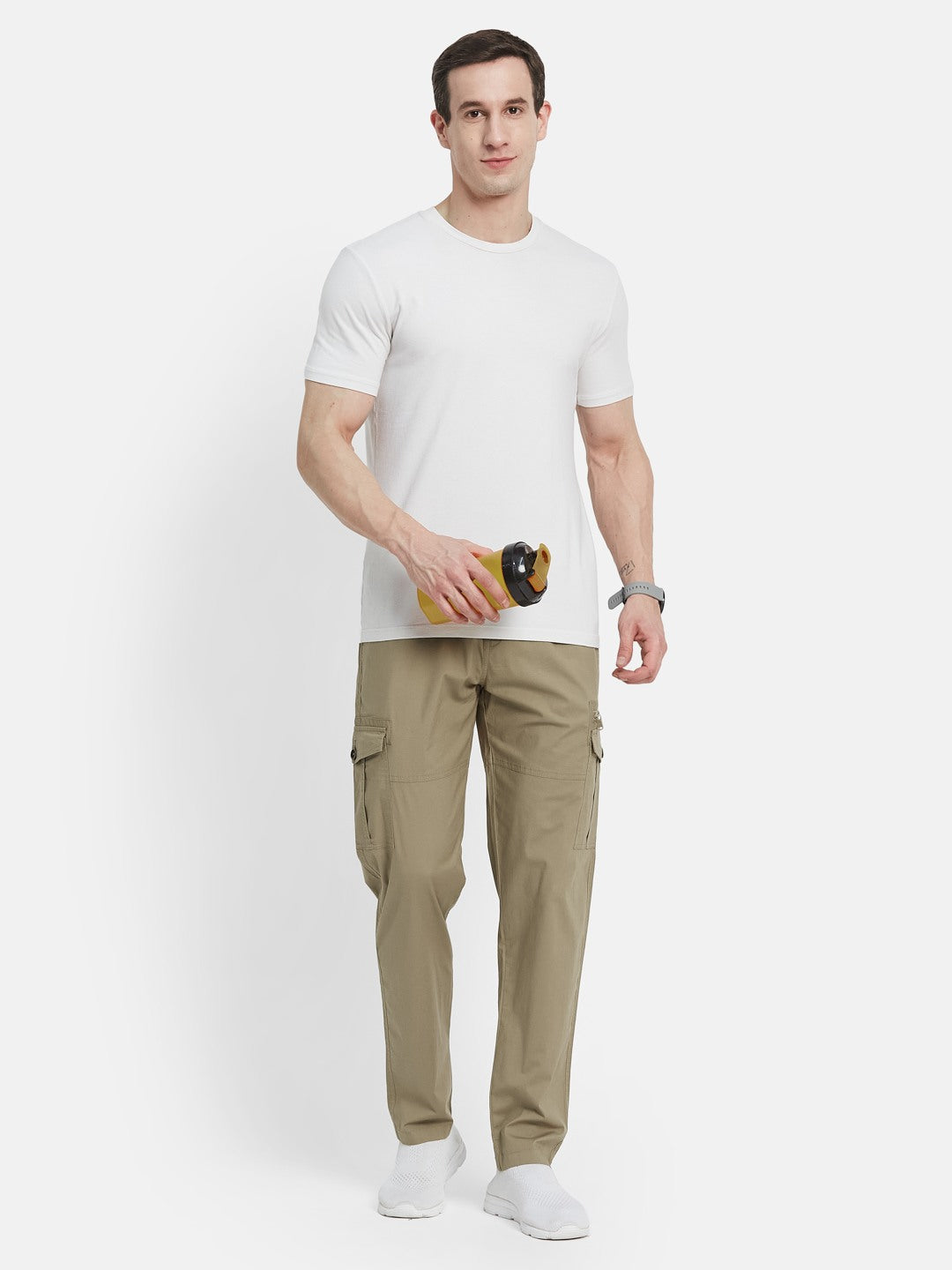 Octave Men Cotton Slim Fit Mid-Rise Cargo