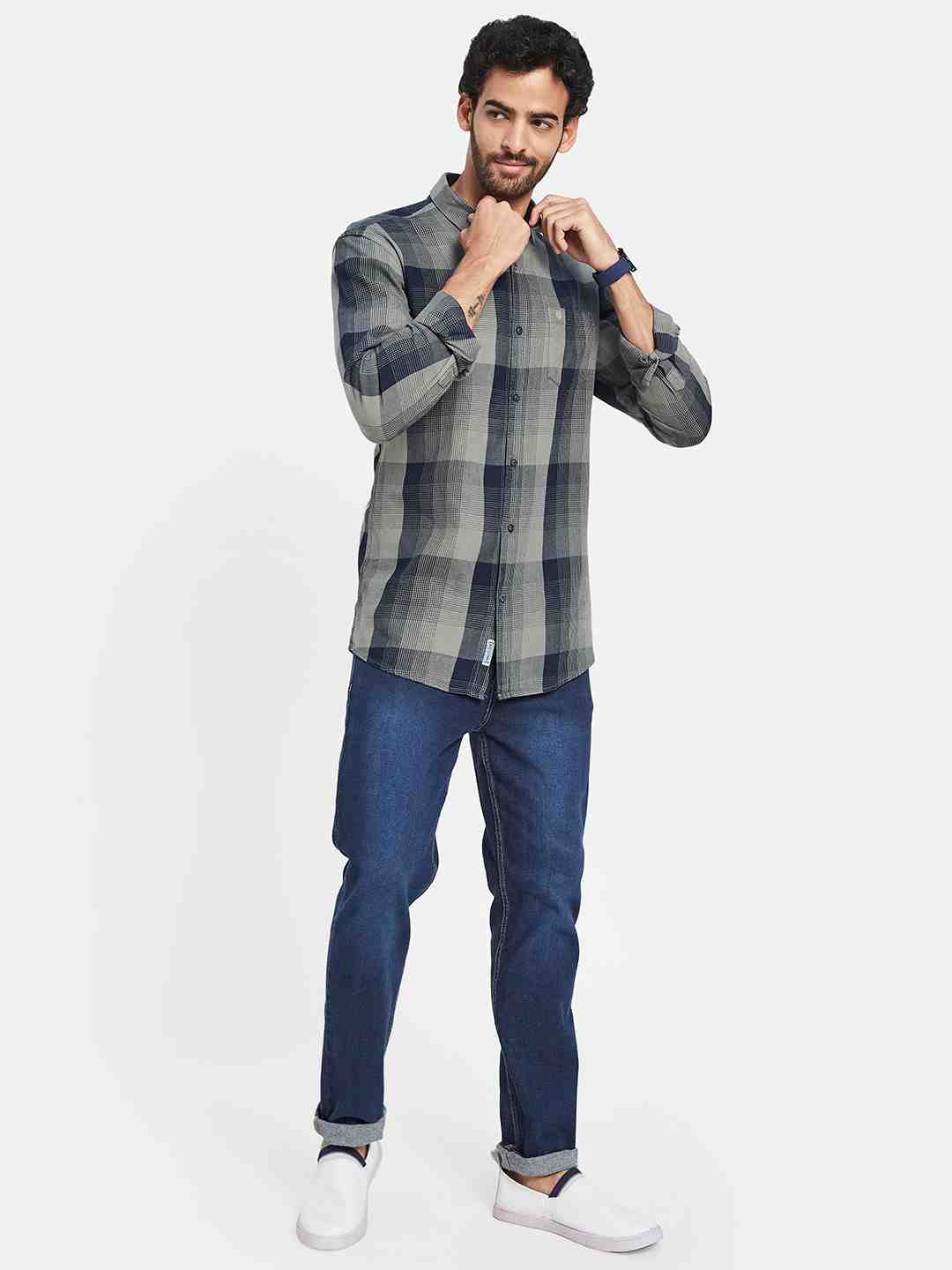 Mettle Checked Cotton Casual Shirt