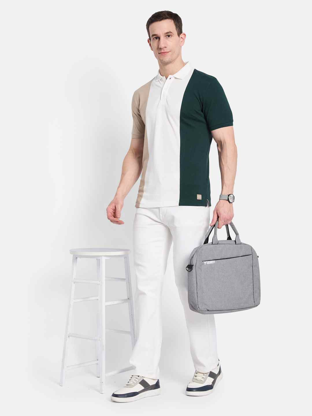 Octave Men Colourblocked Polo Collar T-shirt