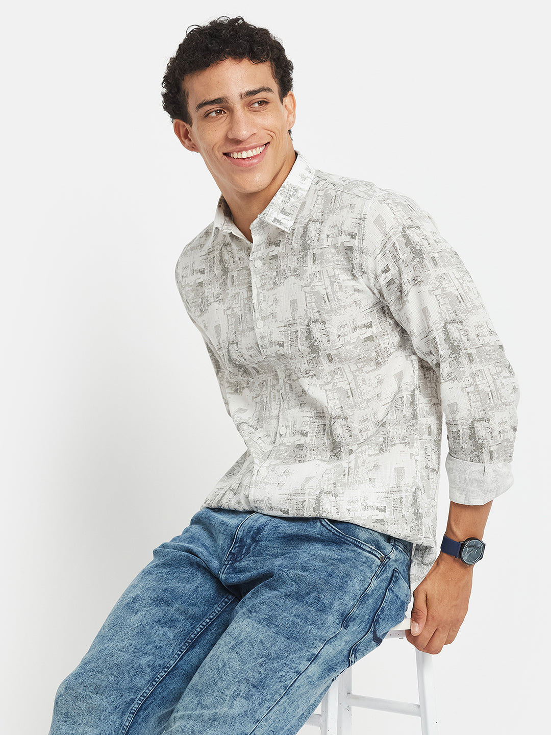 METTLE Men Printed Casual Shirt