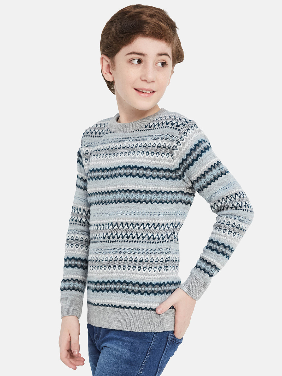 Octave Boys Self Design Pullover Sweater