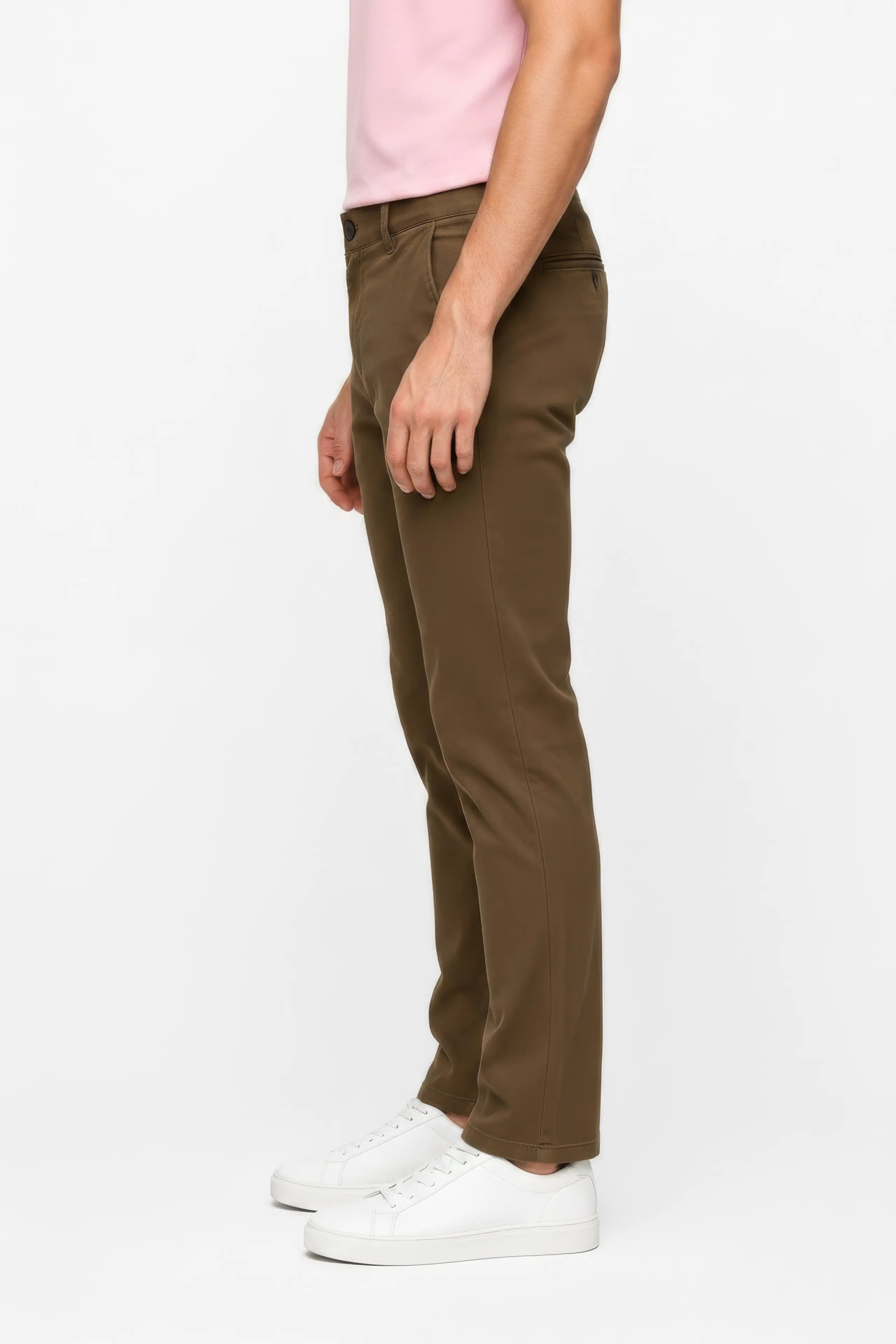 Men Coffee Mid-Rise Cotton Trousers