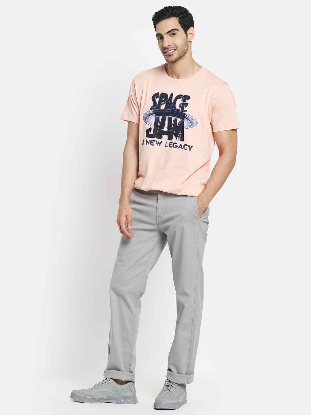 Octave Men Orange Typography Printed T-Shirt