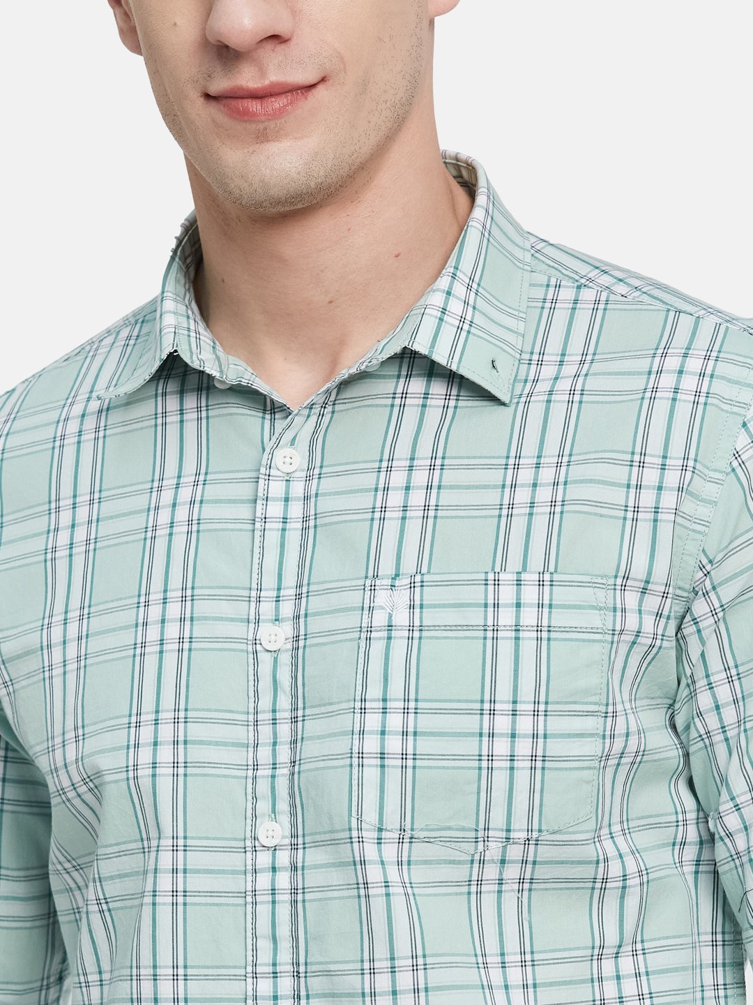 METTLE Men Spread Collar Tartan Checked Cotton Casual Shirt