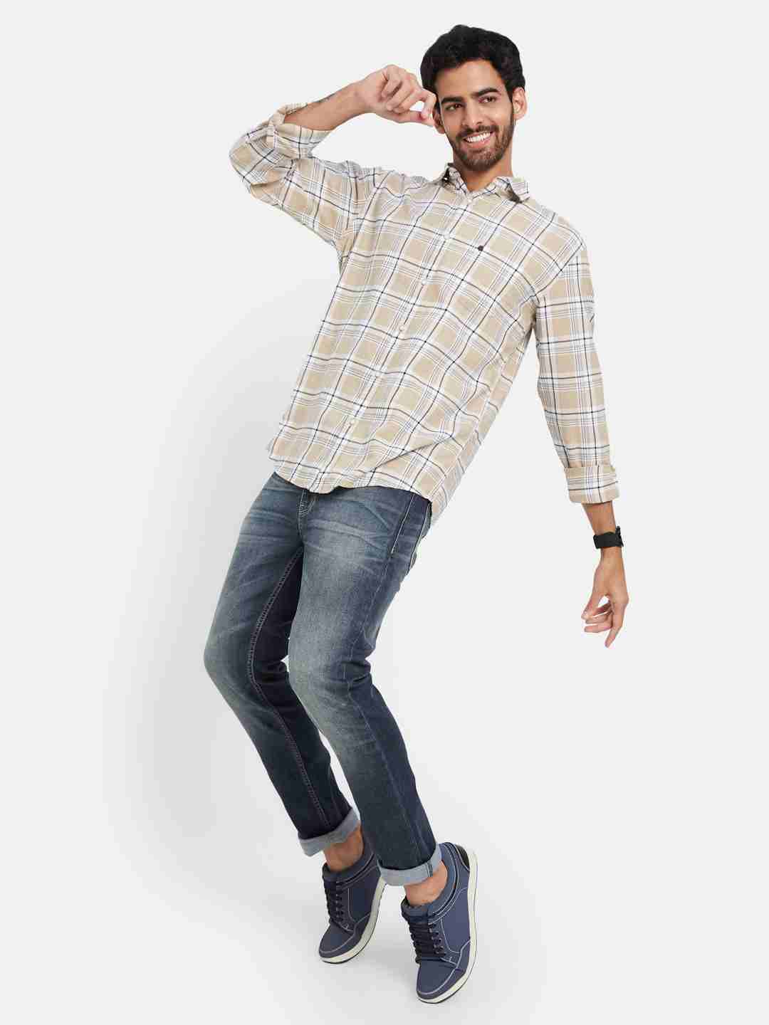 Mettle Others Checked Cotton Casual Shirt