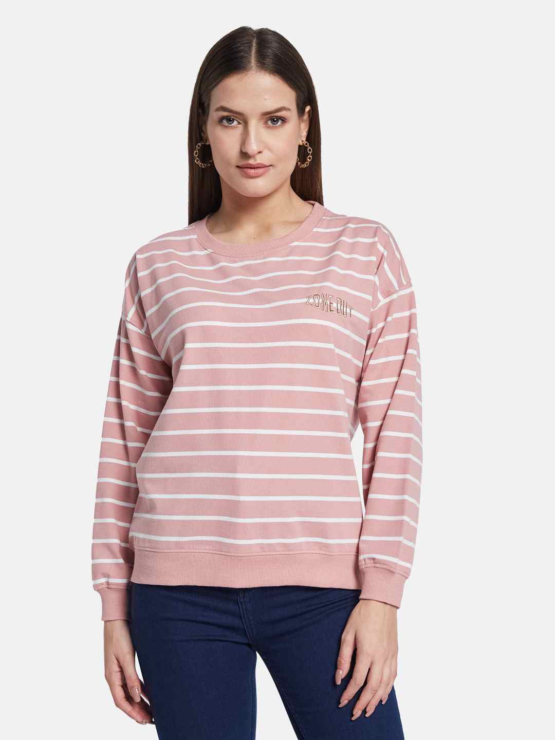 METTLE Women Striped Sweatshirt