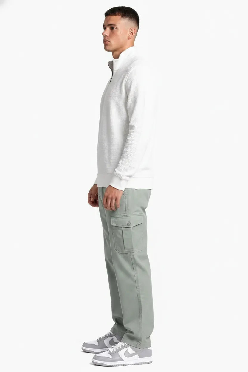 Men’s Sage Green Cotton Poplin Cargo Lower with Drawstring Waist