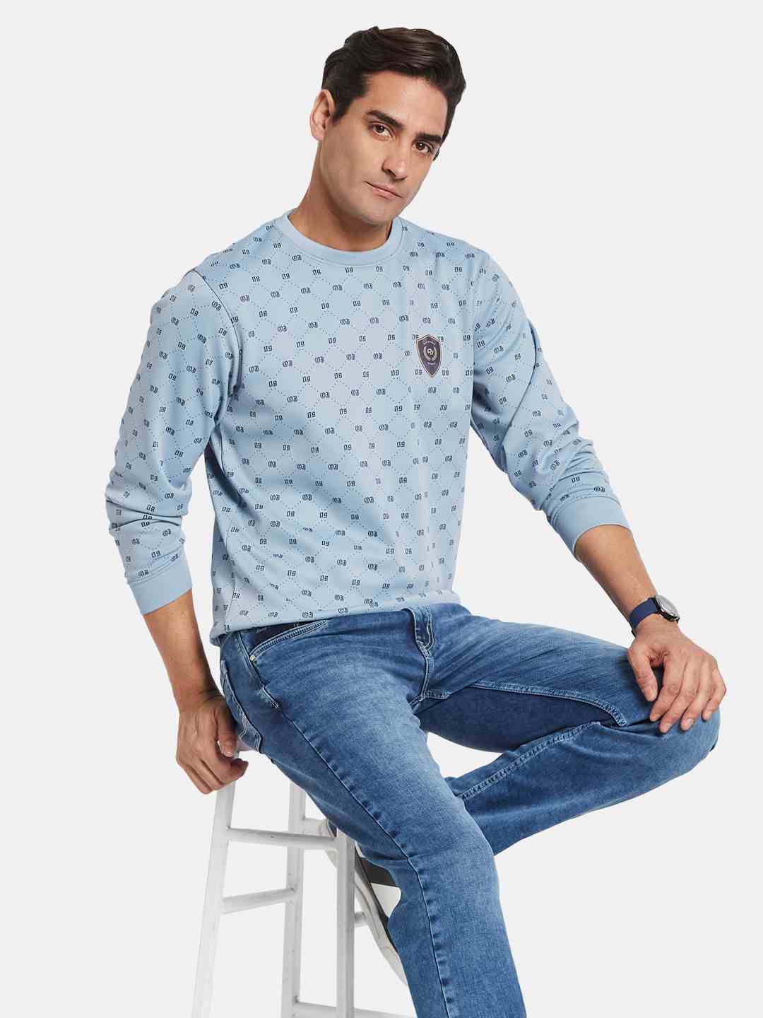 Octave Men Printed Round Neck Pullover Sweatshirt