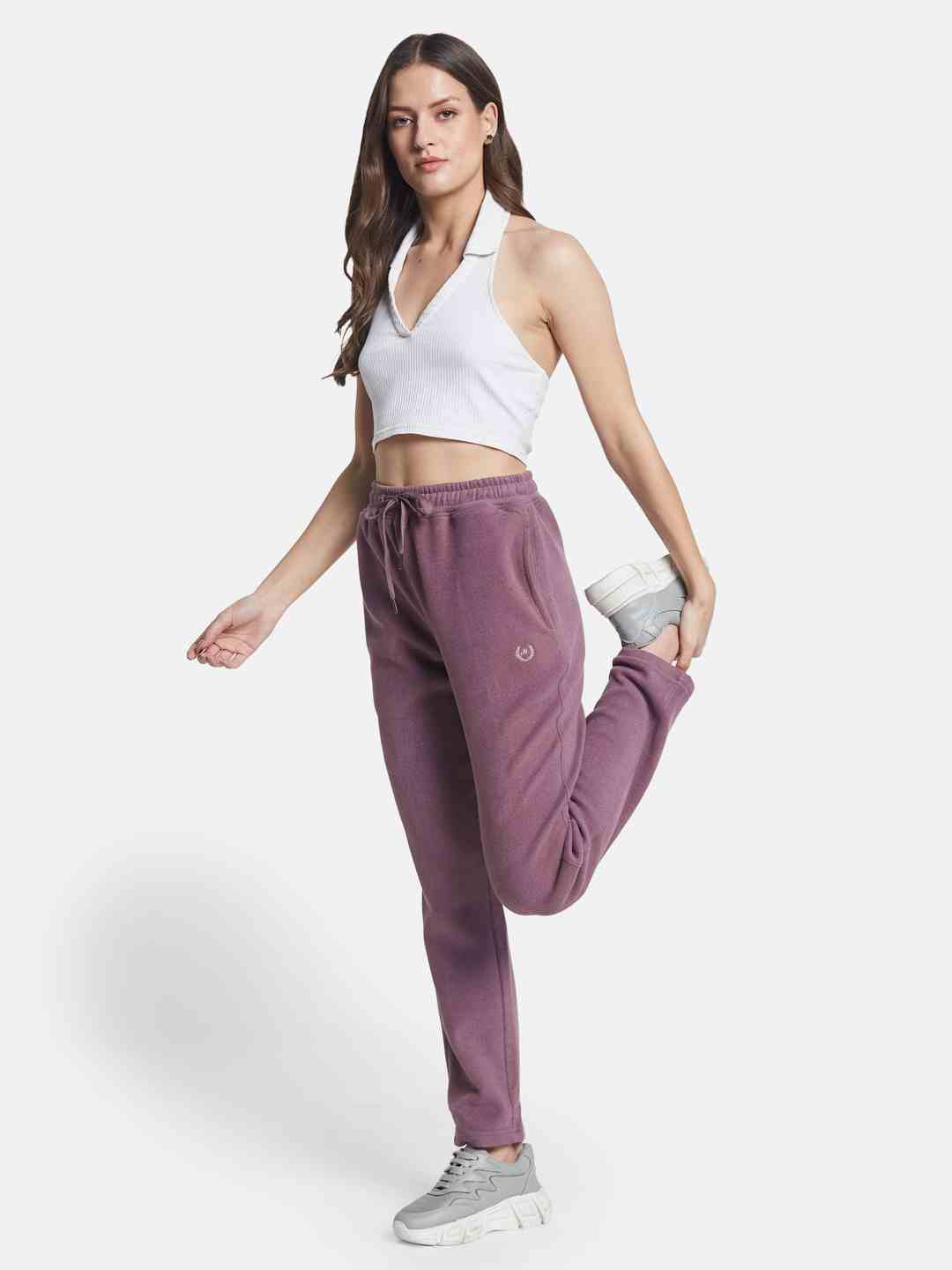 METTLE Women Regular Fit Mid Rise Fleece Track Pants