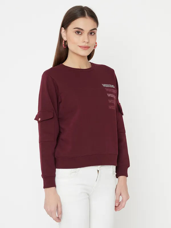 Mettle Women Maroon Sweatshirt