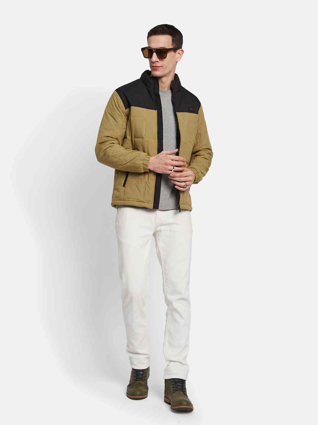 METTLE Men Colourblocked Bomber Jacket