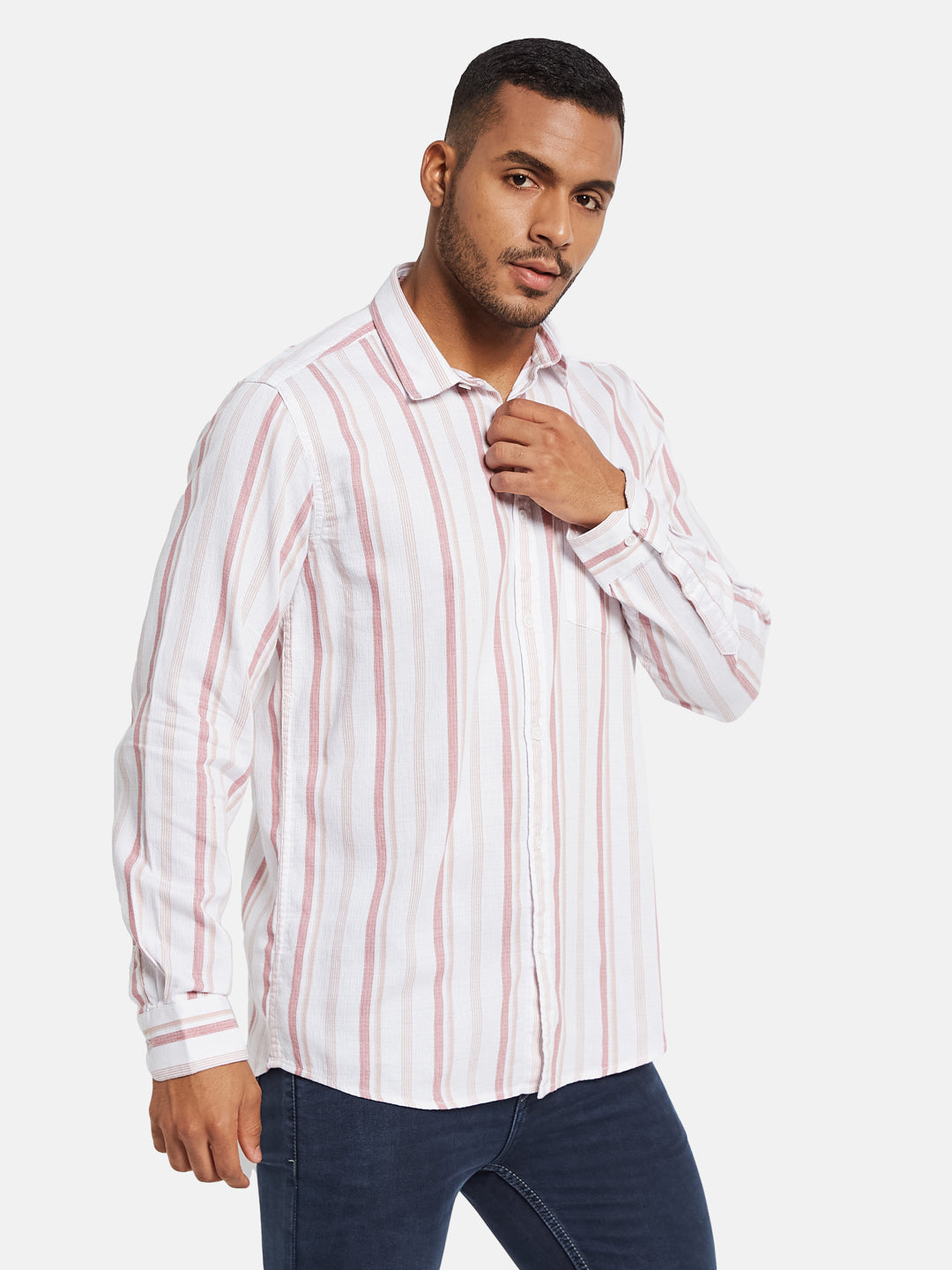 METTLE Men Multi Stripes Opaque Striped Casual Shirt