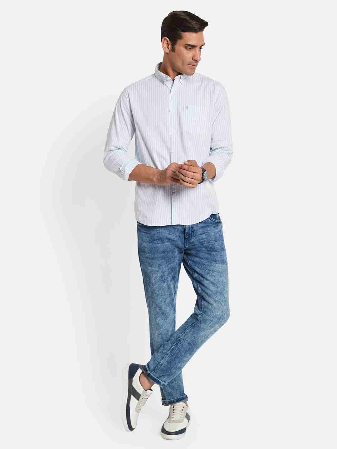 METTLE Men Multi Stripes Opaque Striped Casual Shirt