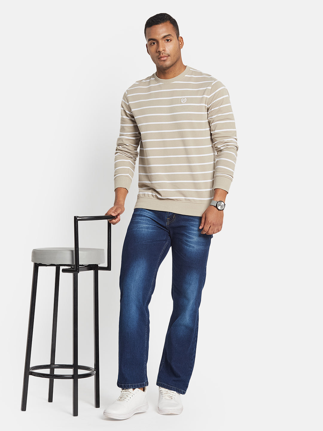 METTLE Men Striped T-shirt