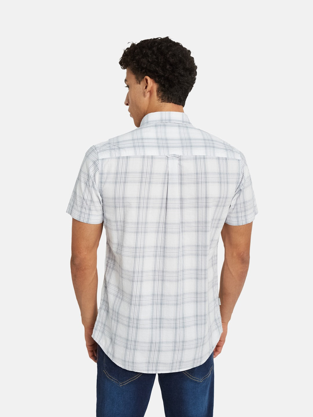 METTLE SS25 Checked Spread Collar Cotton Casual Shirt