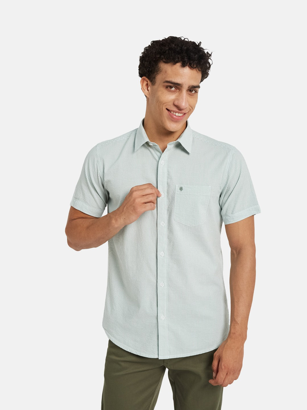 METTLE Multi Stripes Striped Spread Collar Cotton Shirt