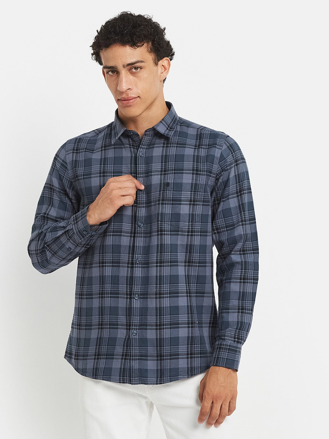METTLE SS25 Checked Cotton Casual Shirt