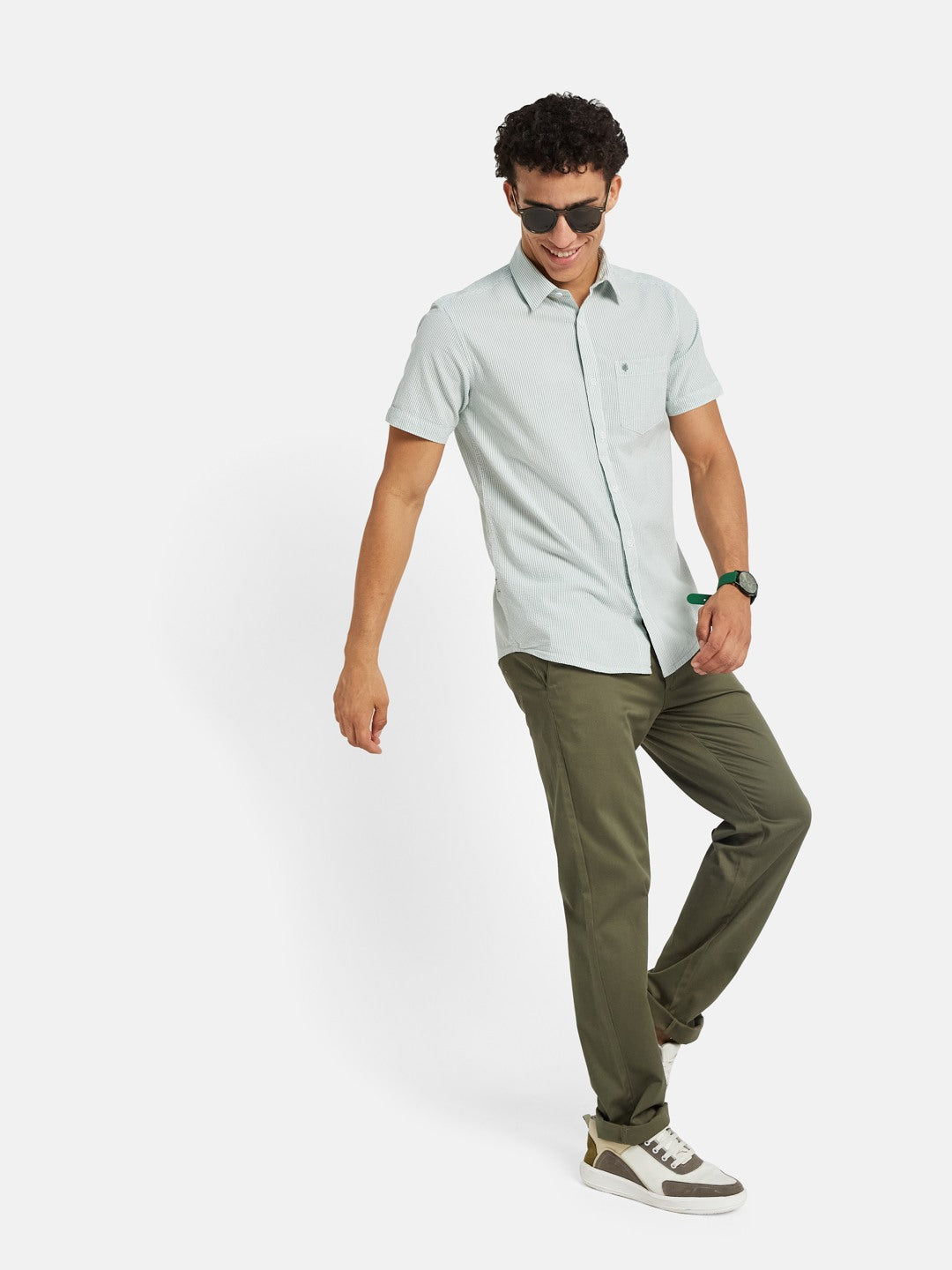 METTLE Multi Stripes Striped Spread Collar Cotton Shirt