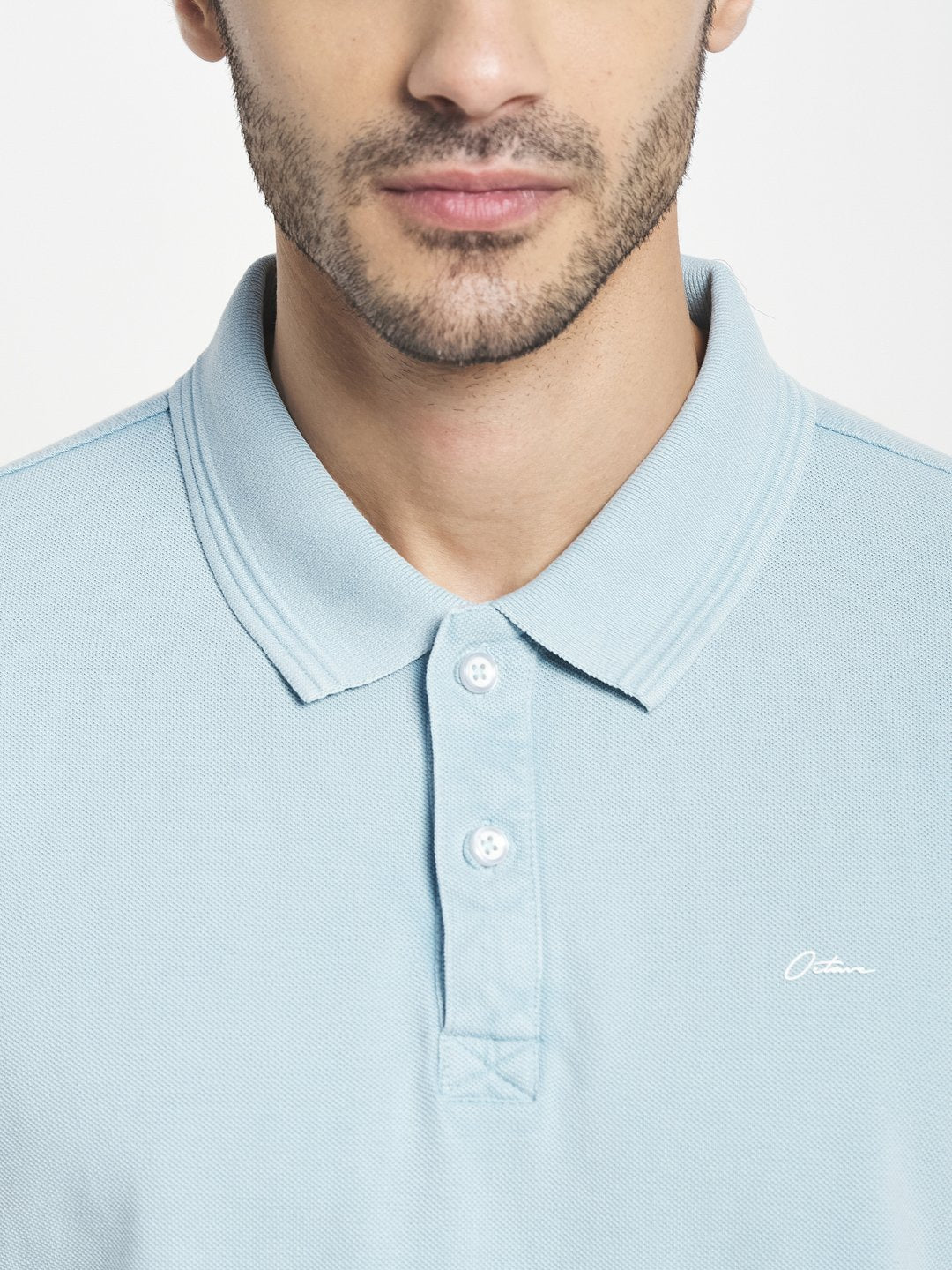 Octave Men Blue  Wan Blue Polo Collar T-Shirt