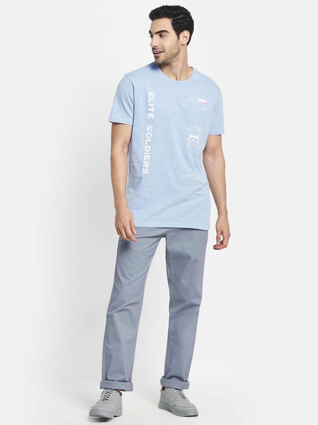 Octave Men Blue Typography Star Wars Printed Raw Edge T-Shirt