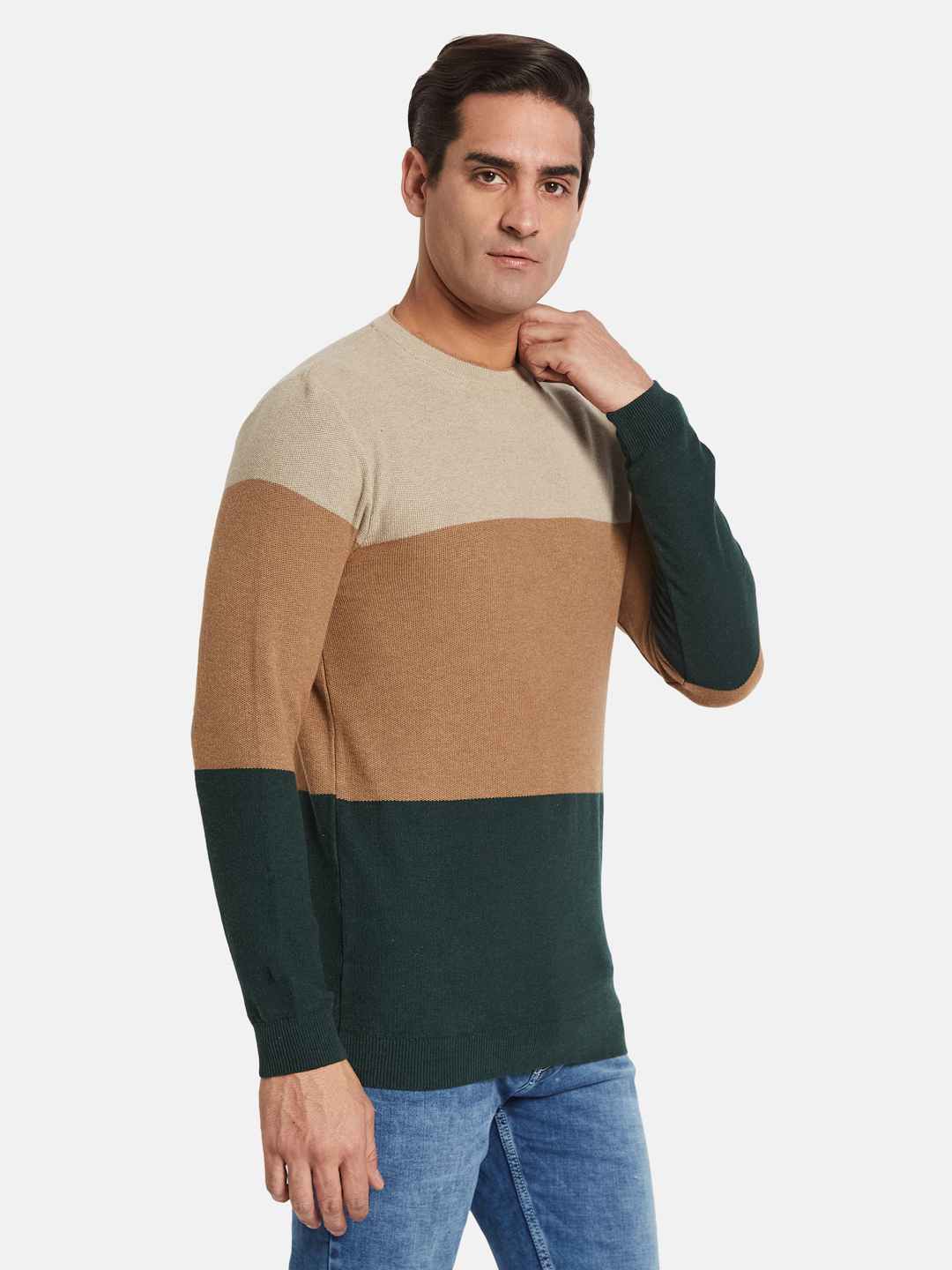 METTLE Men Colourblocked Pullover