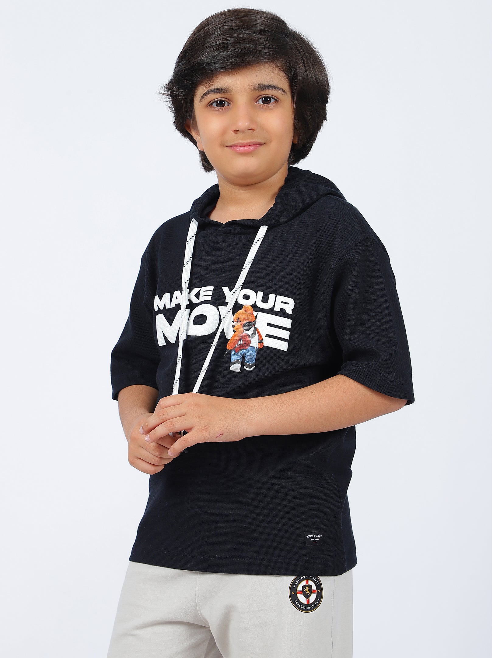 Octave Boys Printed Hooded T-shirt