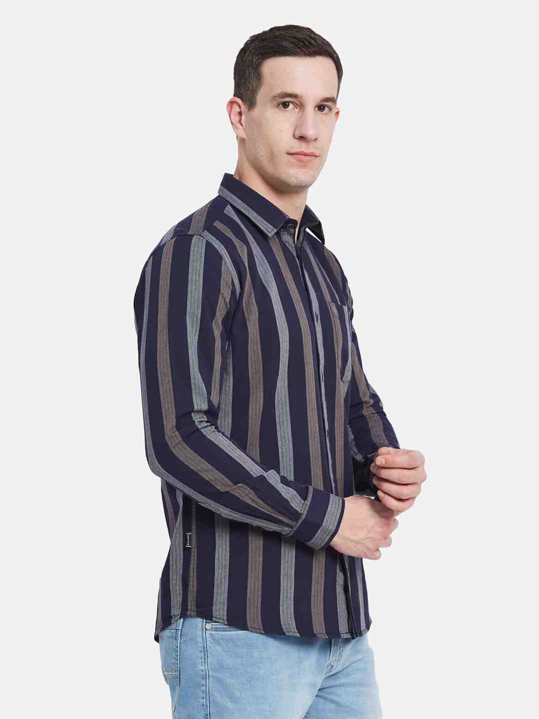 METTLE Men Multi Stripes Opaque Striped Casual Shirt