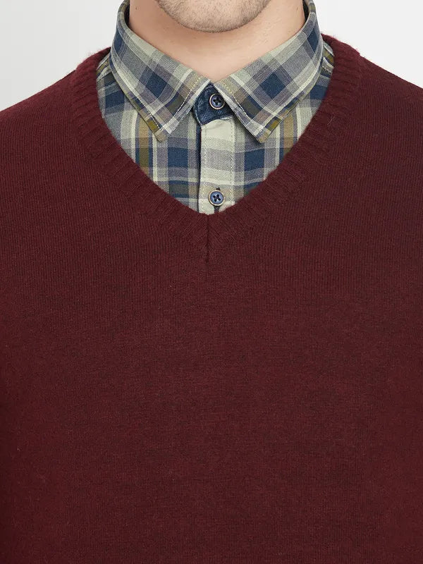 Maroon Acrylic Full Sleeve Pullover Sweater