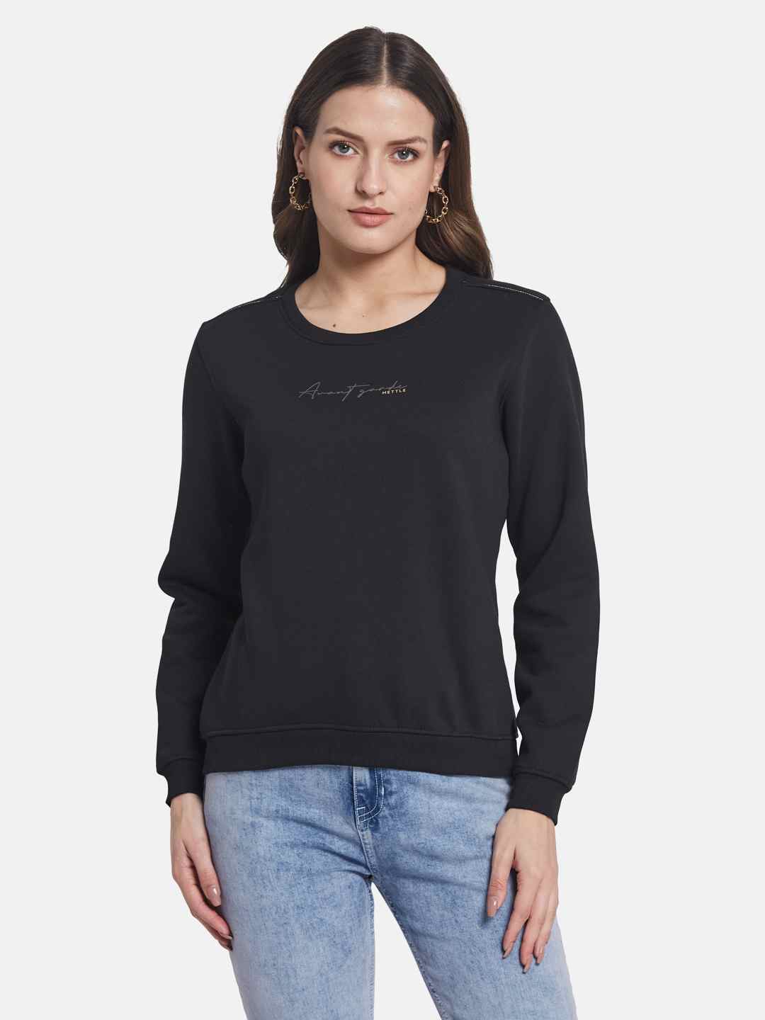 METTLE Women Round Neck Long Sleeves Sweatshirt