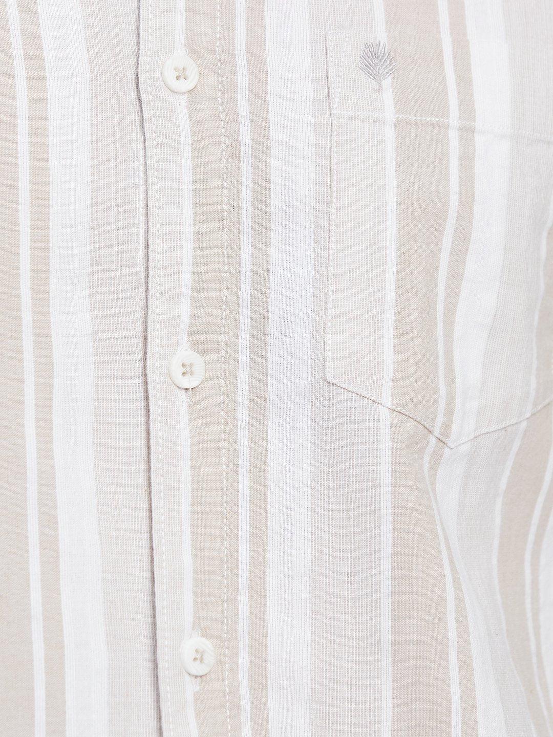 METTLE Men Spread Collar Vertical Striped Cotton Casual Shirt