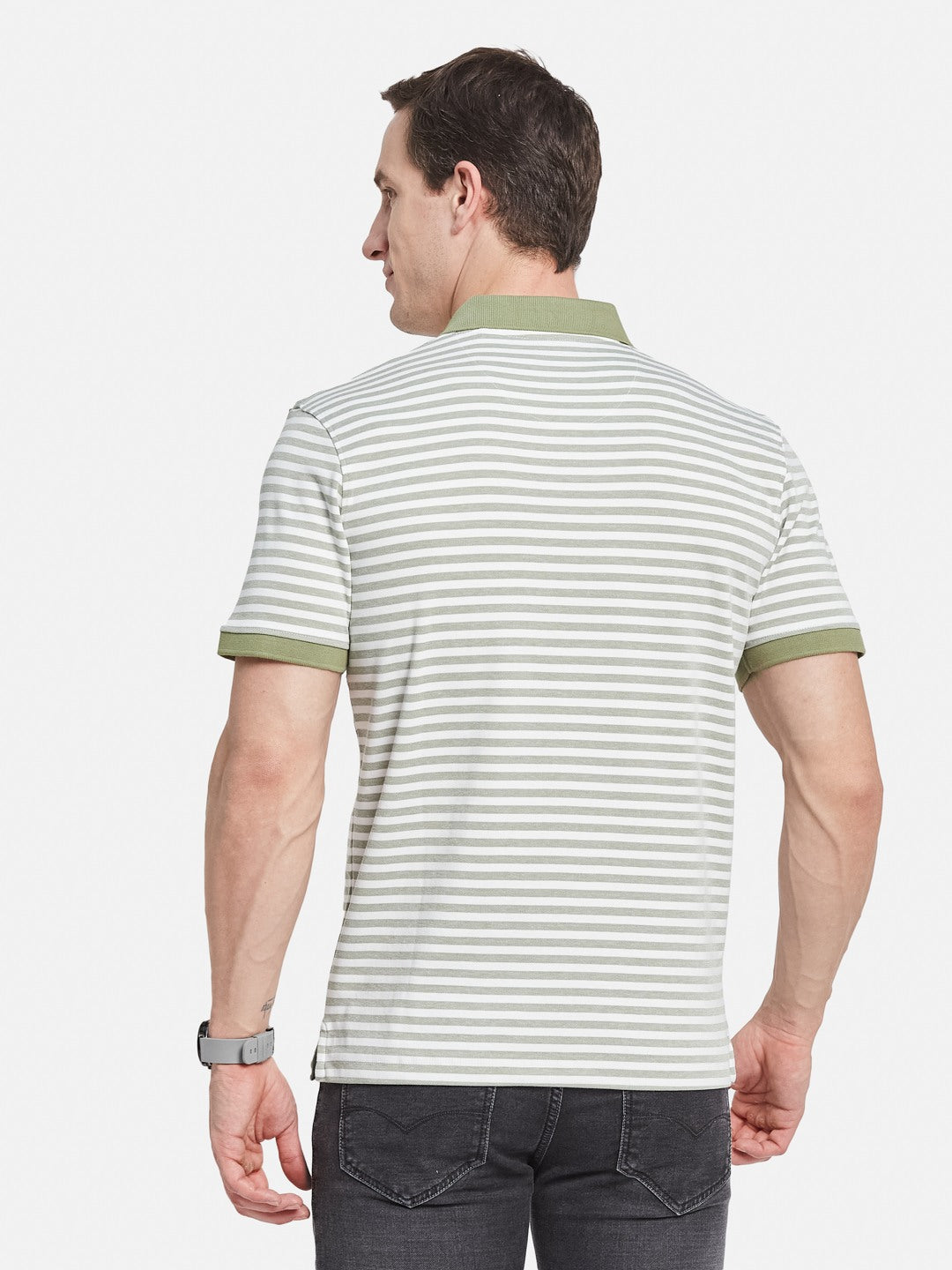 Octave Men Striped Polo Collar T-shirt