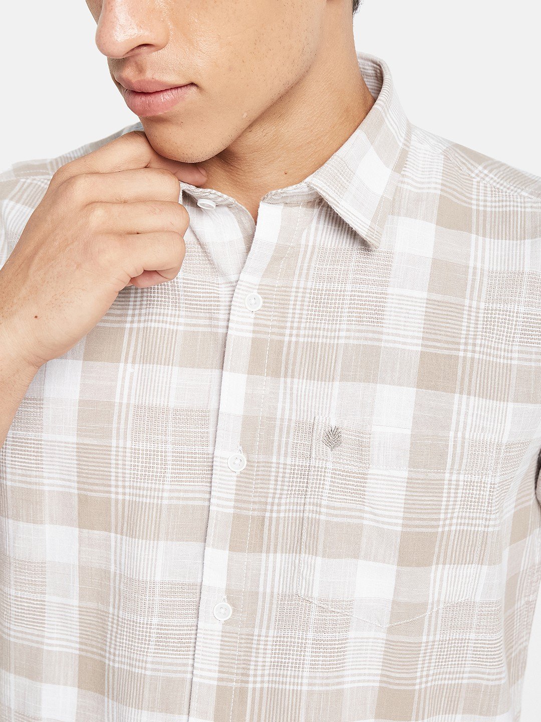 METTLE Men Tartan Checked Spread Collar Cotton Casual Shirt